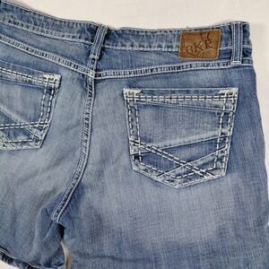 BKE Kate Denim Shorts Womens 32 Blue Medium Wash Thick Stitch Stretch
